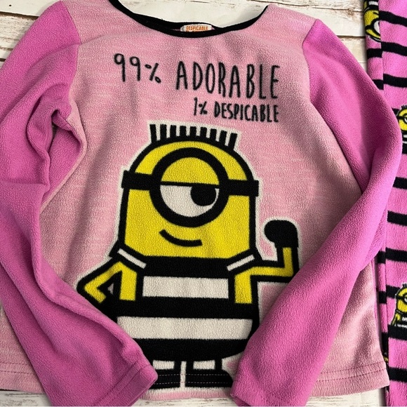 Despicable Me Minions Pink Pajama Set Frozen Bear Fair Isle Girls size 8 - Picture 13 of 15